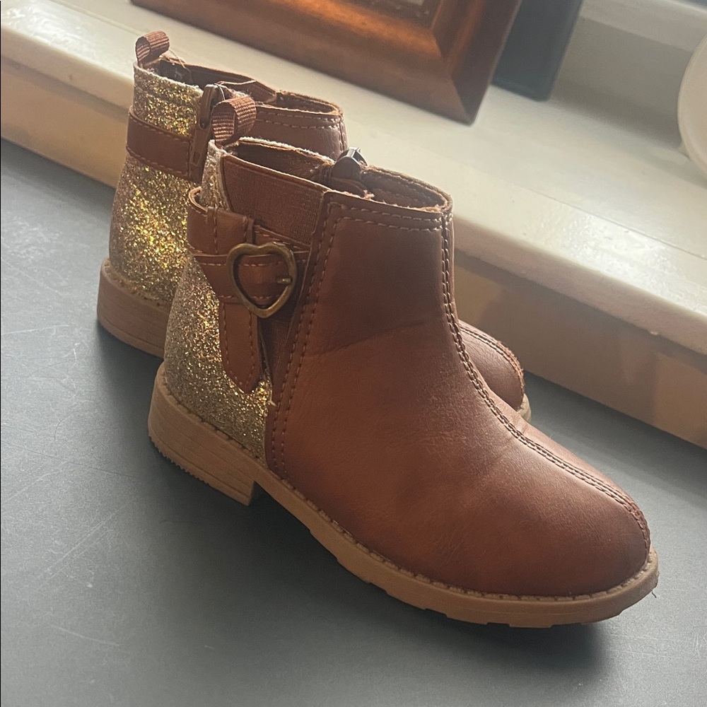 Carter's brown and Glitter Gold Kids Boots